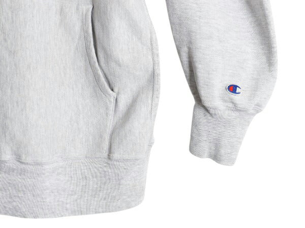 90s USA製 チャンピオン リバースウィーブ カレッジ 刺繍 スウェット フード パーカー メンズ XL オールド Champion 裏起毛 霜降り グレー
