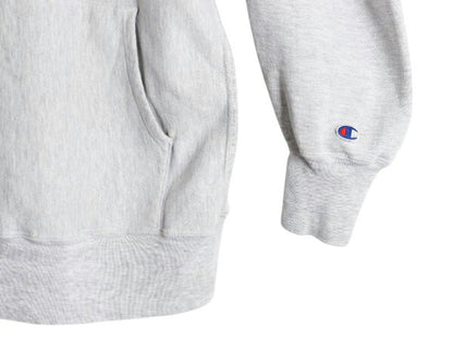 90s USA製 チャンピオン リバースウィーブ カレッジ 刺繍 スウェット フード パーカー メンズ XL オールド Champion 裏起毛 霜降り グレー