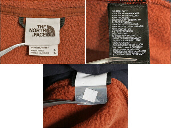 US企画 ノースフェイス フルジップ フリース ベスト メンズ L 古着 The North face アウトドア 重ね着 前開き ハイネック フルジップ 企業