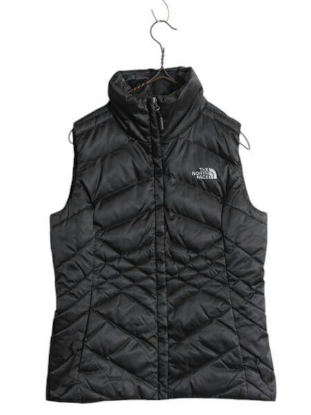 US企画 ノースフェイス ナイロン ダウン ベスト レディース XS / The North Face フルジップ キルティング 550フィル アウトドア 重ね着 黒