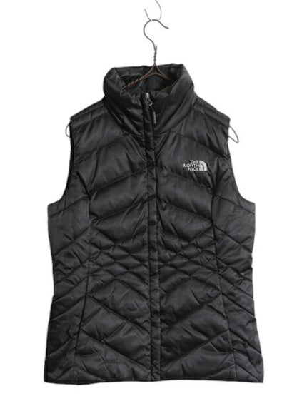 US企画 ノースフェイス ナイロン ダウン ベスト レディース XS / The North Face フルジップ キルティング 550フィル アウトドア 重ね着 黒