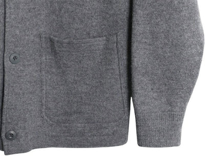 J CREW ショールカラー ニット カーディガン ジャケット メンズ M 古着 高級 100% メリノ ウール セーター WALLACE&BARNES 無地 灰 前開き