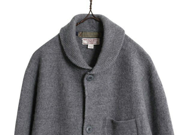 J CREW ショールカラー ニット カーディガン ジャケット メンズ M 古着 高級 100% メリノ ウール セーター WALLACE&BARNES 無地 灰 前開き