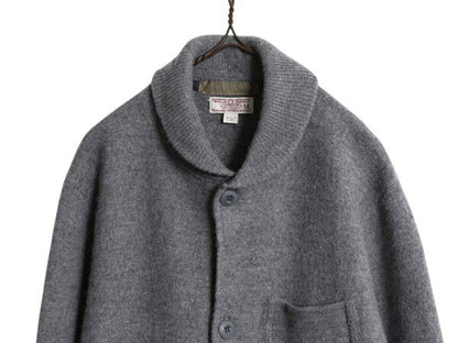 J CREW ショールカラー ニット カーディガン ジャケット メンズ M 古着 高級 100% メリノ ウール セーター WALLACE&BARNES 無地 灰 前開き