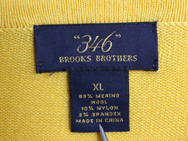 ブルックスブラザーズ Vネック ニット セーター メンズ XL / Brooks Brothers 346 メリノ ウール ストレッチ 無地 大きいサイズ イエロー