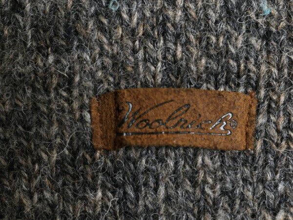 90s ウールリッチ ニット セーター メンズ M 古着 オールド Woolrich 無地 ウール ミドルゲージ リンガー タイプ ツートン 濃灰 ナチュラル