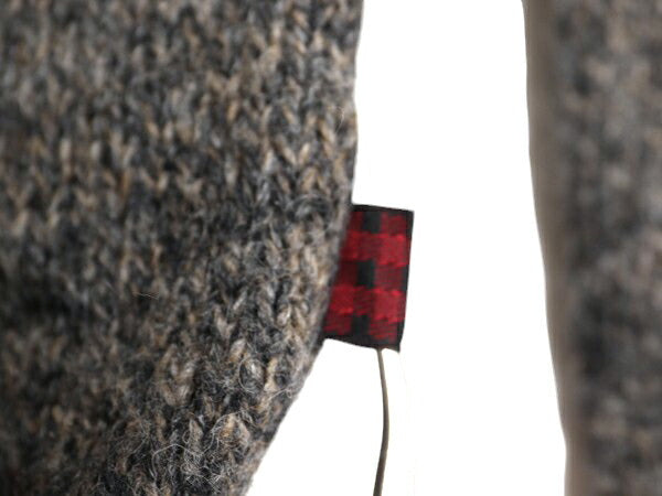 90s ウールリッチ ニット セーター メンズ M 古着 オールド Woolrich 無地 ウール ミドルゲージ リンガー タイプ ツートン 濃灰 ナチュラル