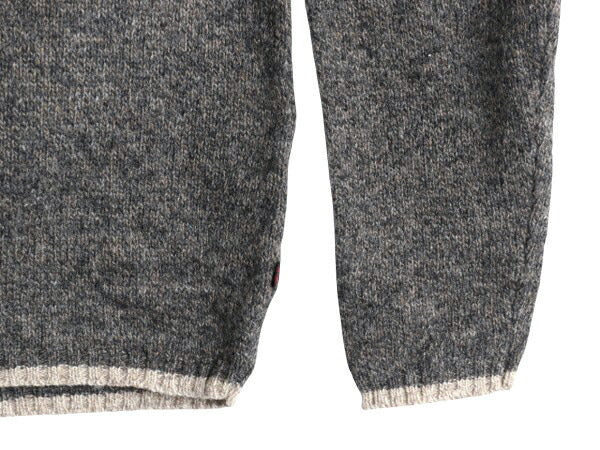 90s ウールリッチ ニット セーター メンズ M 古着 オールド Woolrich 無地 ウール ミドルゲージ リンガー タイプ ツートン 濃灰 ナチュラル