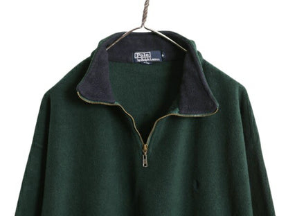 90s ポロ ラルフローレン フリース ジャケット メンズ  XL 古着 オールド プルオーバー ブルゾン ジャンパー ハーフジップ 大きいサイズ 緑