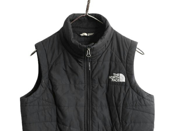ノースフェイス 中綿 ナイロン ベスト レディース S / The North Face アウトドア 重ね着 前開き キルティング ハイネック フルジップ 黒