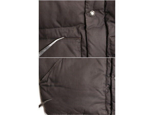 US企画 ノースフェイス ダウン ベスト メンズ M / The North Face 重ね着 フルジップ アウトドア ハイネック ポケット付き コットン グレー