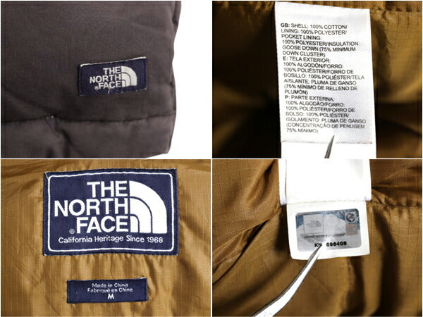 US企画 ノースフェイス ダウン ベスト メンズ M / The North Face 重ね着 フルジップ アウトドア ハイネック ポケット付き コットン グレー