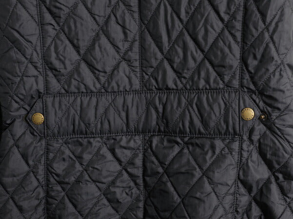 バブアー フライウェイト キャバルリー ジャケット レディース S 程 BARBOUR 中綿 キルティング ブルゾン ハイネック 3ワラント ブラック