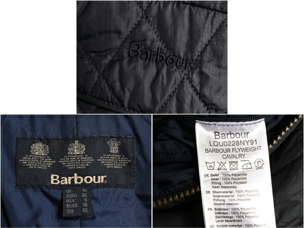 バブアー フライウェイト キャバルリー ジャケット レディース S 程 BARBOUR 中綿 キルティング ブルゾン ハイネック 3ワラント ブラック