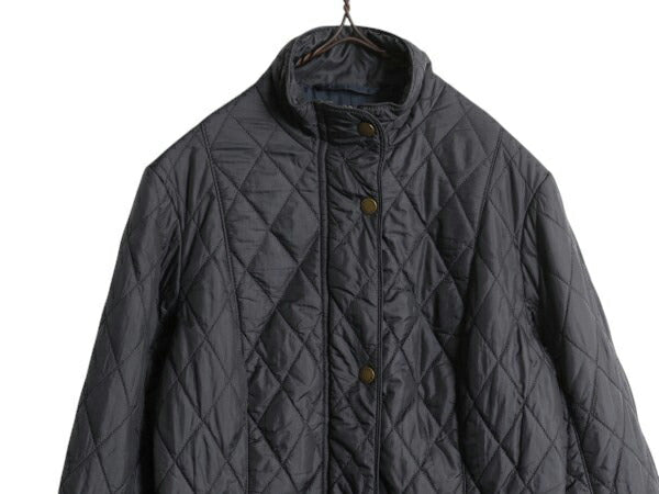 バブアー フライウェイト キャバルリー ジャケット レディース S 程 BARBOUR 中綿 キルティング ブルゾン ハイネック 3ワラント ブラック
