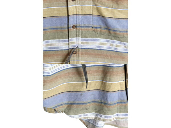 90s OLD GAP ボーダー ヘビー フランネル シャツ メンズ XL / オールド ギャップ 長袖シャツ コットン ネルシャツ ネイティブ 大きいサイズ