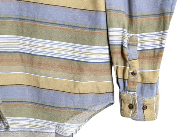 90s OLD GAP ボーダー ヘビー フランネル シャツ メンズ XL / オールド ギャップ 長袖シャツ コットン ネルシャツ ネイティブ 大きいサイズ