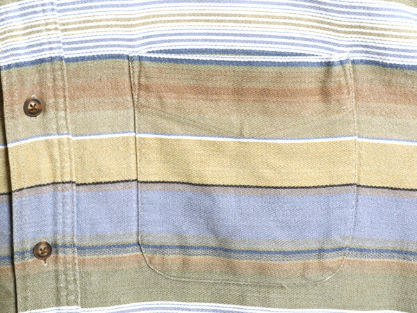 90s OLD GAP ボーダー ヘビー フランネル シャツ メンズ XL / オールド ギャップ 長袖シャツ コットン ネルシャツ ネイティブ 大きいサイズ
