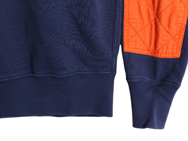 90s ポロ ラルフローレン ハーフジップ スウェット メンズ S / 古着 オールド トレーナー キルティング 補強 ハイネック ツートン ワッペン