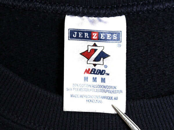 90s カレッジ プリント スウェット メンズ レディース M / 古着 90年代 オールド トレーナー キャラクター マスコット 裏起毛 スエット 紺