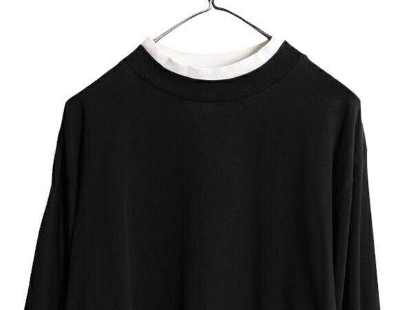 90s OLD GAP モックネック 長袖 Tシャツ メンズ M / 古着 90年代 オールド ギャップ ロンT ハイネック 無地 旧タグ リンガー タイプ 黒 白