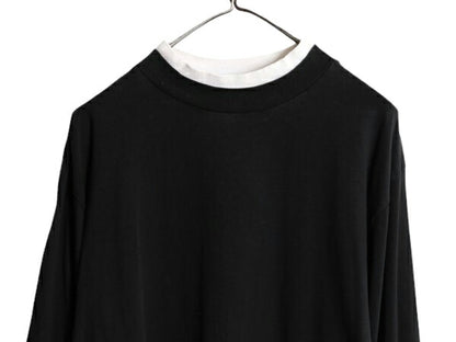 90s OLD GAP モックネック 長袖 Tシャツ メンズ M / 古着 90年代 オールド ギャップ ロンT ハイネック 無地 旧タグ リンガー タイプ 黒 白