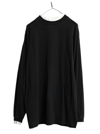 90s OLD GAP モックネック 長袖 Tシャツ メンズ M / 古着 90年代 オールド ギャップ ロンT ハイネック 無地 旧タグ リンガー タイプ 黒 白