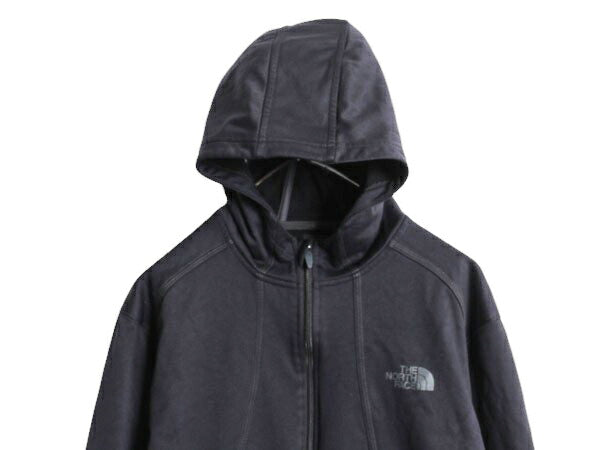 ノースフェイス フルジップ 裏 フリース フード パーカー メンズ XL The North Face ジャージ 素材 ストレッチ ジャケット 大きいサイズ 黒