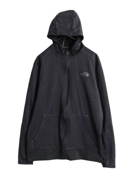 ノースフェイス フルジップ 裏 フリース フード パーカー メンズ XL The North Face ジャージ 素材 ストレッチ ジャケット 大きいサイズ 黒