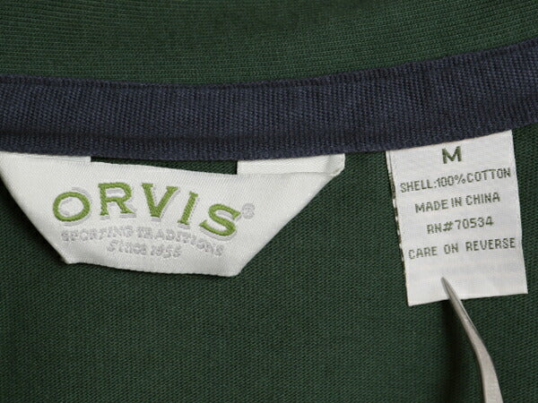 00s オービス ショールカラー ボーダー 長袖 ラガーシャツ メンズ M オールド ORVIS アウトドア ラグビーシャツ  ヘビーウェイト ツートン