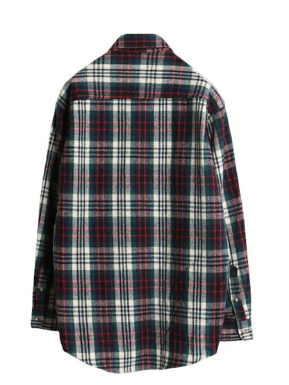 90s エディーバウアー チェック ウール シャツ メンズ M 古着 90年代 オールド Eddie Bauer 長袖シャツ ポケット付き マルチカラー 黒タグ