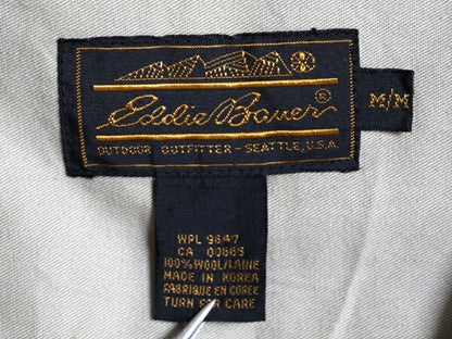 90s エディーバウアー チェック ウール シャツ メンズ M 古着 90年代 オールド Eddie Bauer 長袖シャツ ポケット付き マルチカラー 黒タグ