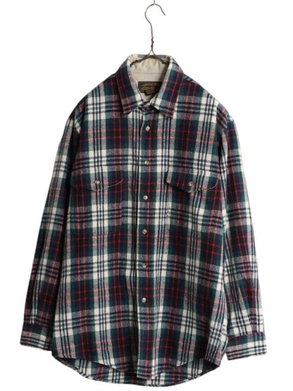 90s エディーバウアー チェック ウール シャツ メンズ M 古着 90年代 オールド Eddie Bauer 長袖シャツ ポケット付き マルチカラー 黒タグ