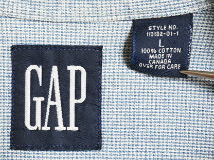 90s OLD GAP 長袖 シャツ メンズ L 古着 90年代 オールド ギャップ ヘビーウェイト コットン 長袖シャツ ポケット付き 紺タグ ピンチェック