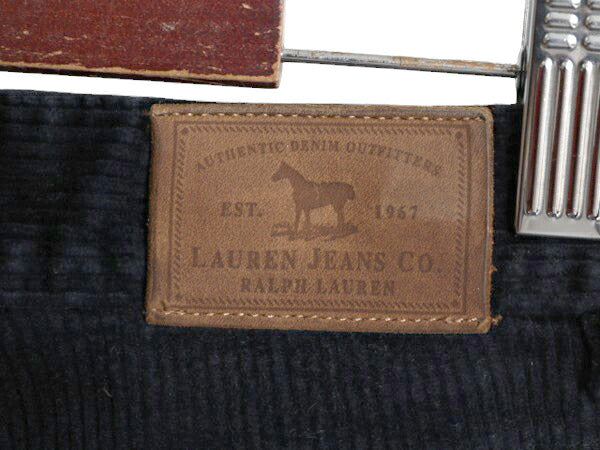 ラルフローレン 太畝 コーデュロイ パンツ 6 レディース S 古着 LAUREN JEANS Co スリム ストレート ノータック ストレッチ スラックス 紺