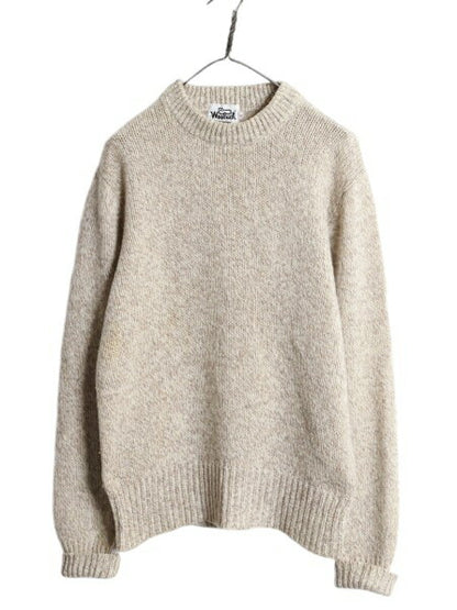 70s ウールリッチ ニット セーター メンズ レディース 小さめ L / 70年代 ヴィンテージ ウール Woolrich 白タグ クルーネック 無地 旧タグ