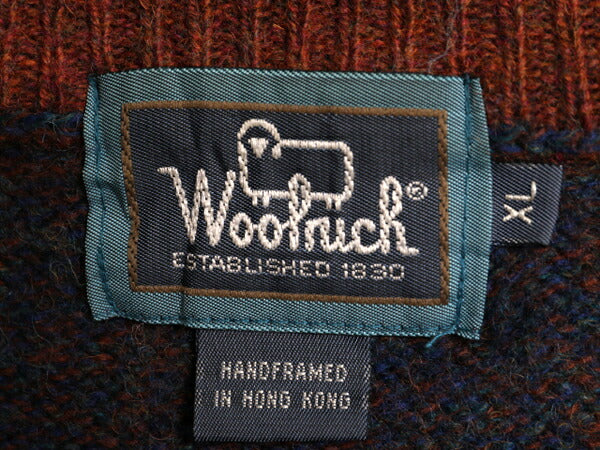 90s ウールリッチ ニット セーター メンズ XL / オールド Woolrich 無地 ウール ミドルゲージ モックネック ハンドフレーム 大きいサイズ