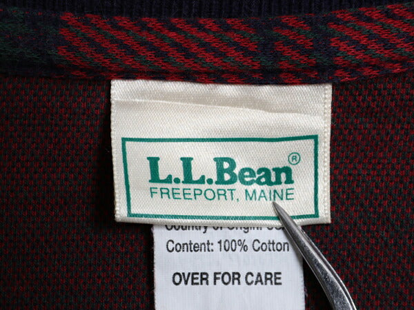 90s USA製 エルエルビーン チェック 長袖 ポロシャツ メンズ M オールド LLBEAN アウトドア スムース コットン 長袖シャツ マルチカラー