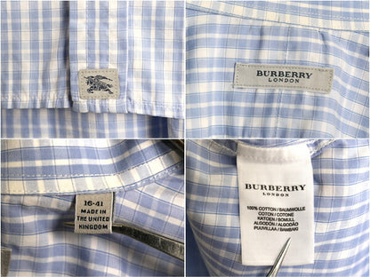 イギリス製 バーバリー ロンドン チェック 長袖 シャツ メンズ L 程/ 古着 BURBERRY LONDON 薄手 コットン ポケット付き ワイシャツ 英国製