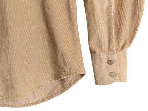 70s リーバイス 細畝 コーデュロイ 長袖 シャツ メンズ L / 古着 Levis 70年代 ヴィンテージ ポケット付き 白タブ ワンポイント ベージュ