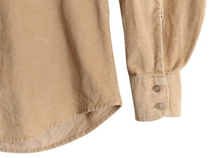 70s リーバイス 細畝 コーデュロイ 長袖 シャツ メンズ L / 古着 Levis 70年代 ヴィンテージ ポケット付き 白タブ ワンポイント ベージュ