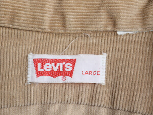 70s リーバイス 細畝 コーデュロイ 長袖 シャツ メンズ L / 古着 Levis 70年代 ヴィンテージ ポケット付き 白タブ ワンポイント ベージュ