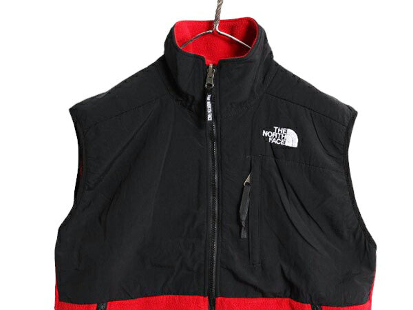 90s ノースフェイス デナリ ベスト レディース S 90年代 オールド The North Face DENALI フリース ナイロン アウトドア フルジップ 黒 赤