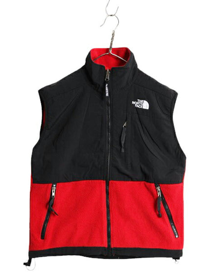 90s ノースフェイス デナリ ベスト レディース S 90年代 オールド The North Face DENALI フリース ナイロン アウトドア フルジップ 黒 赤