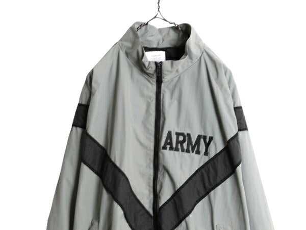 00s 04年製 米軍実物 US ARMY ナイロン トレーニング ジャケット LARGE REGULAR / オールド 軍物 PFU ミリタリー ブルゾン ジャンパー 灰