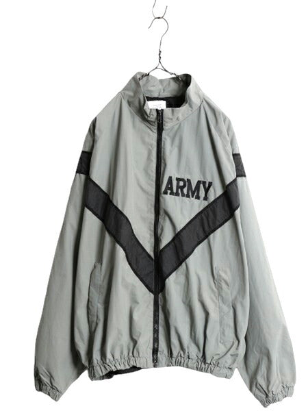 00s 04年製 米軍実物 US ARMY ナイロン トレーニング ジャケット LARGE REGULAR / オールド 軍物 PFU ミリタリー ブルゾン ジャンパー 灰