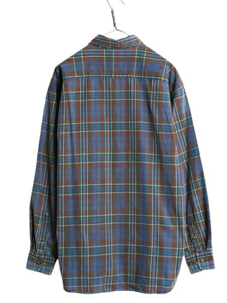 90s ドッカーズ リーバイス チェック 長袖 ボタンダウン シャツ メンズ M 古着 オールド LEVIS DOCKERS 長袖シャツ コットン ポケット付き