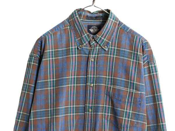 90s ドッカーズ リーバイス チェック 長袖 ボタンダウン シャツ メンズ M 古着 オールド LEVIS DOCKERS 長袖シャツ コットン ポケット付き