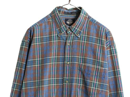 90s ドッカーズ リーバイス チェック 長袖 ボタンダウン シャツ メンズ M 古着 オールド LEVIS DOCKERS 長袖シャツ コットン ポケット付き