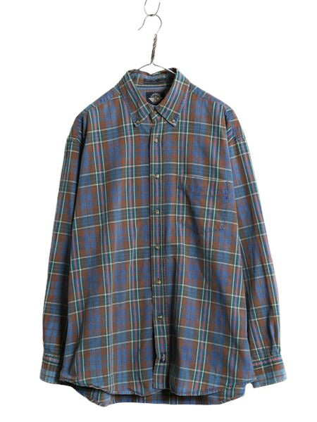 90s ドッカーズ リーバイス チェック 長袖 ボタンダウン シャツ メンズ M 古着 オールド LEVIS DOCKERS 長袖シャツ コットン ポケット付き